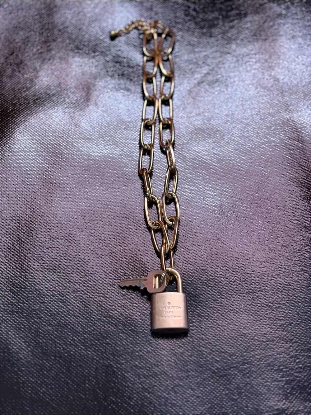 Louis Vuitton Gold-Tone Padlock and Key Chain Necklace